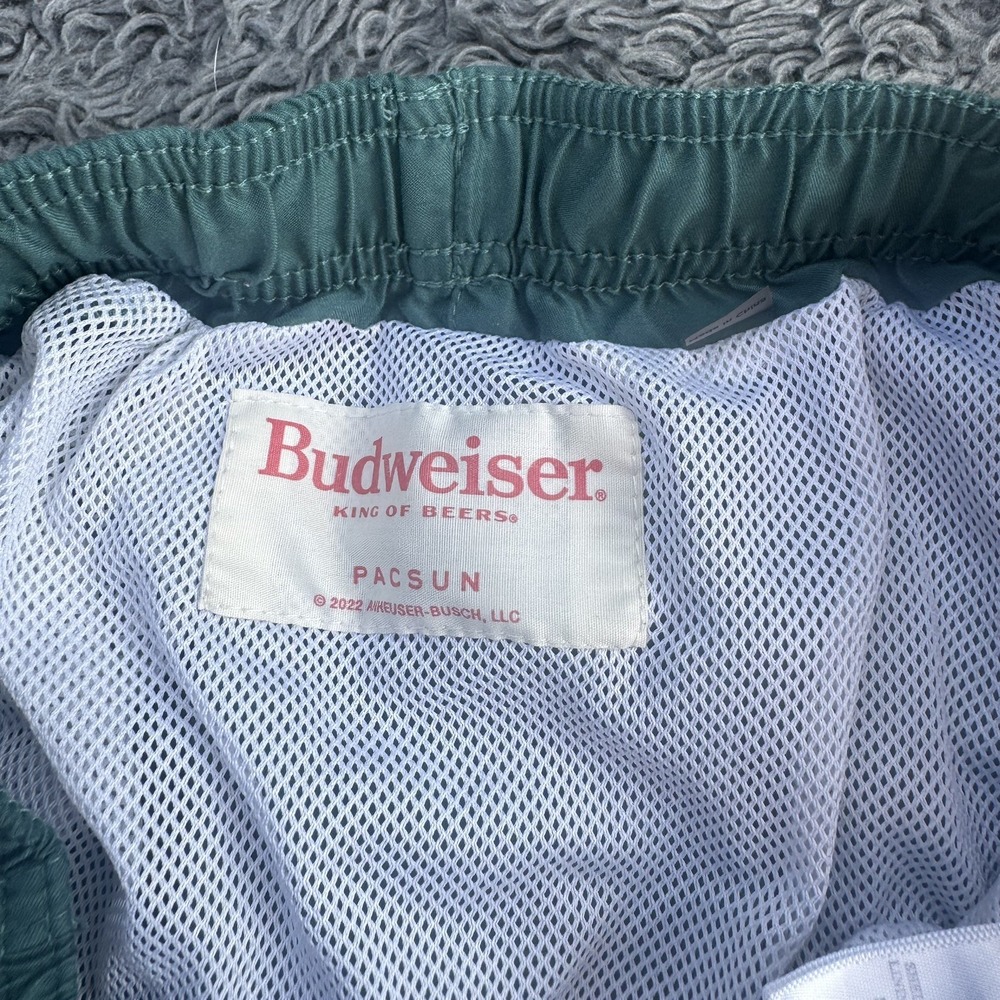 Men's Budweiser Swim Trunks, Forest Green, Small w/ 3 pockets, Mesh - Picture 5 of 7